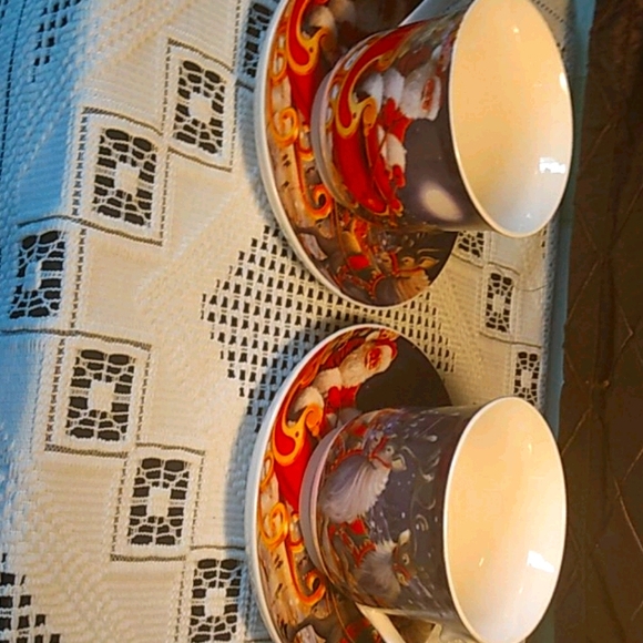 Santa tea cup, coffee mugs matching set - Picture 2 of 4